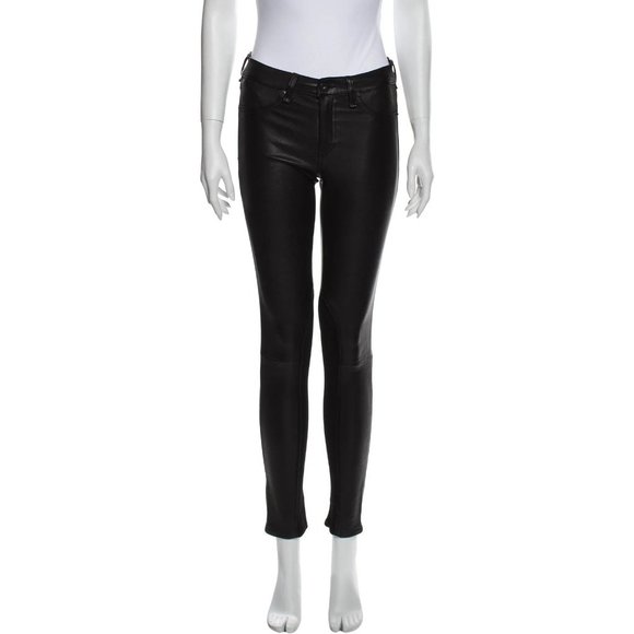 Rag & Bone Lamb Leather Skinny Jeans sz 25 Washed Black $1000 - Picture 2 of 11